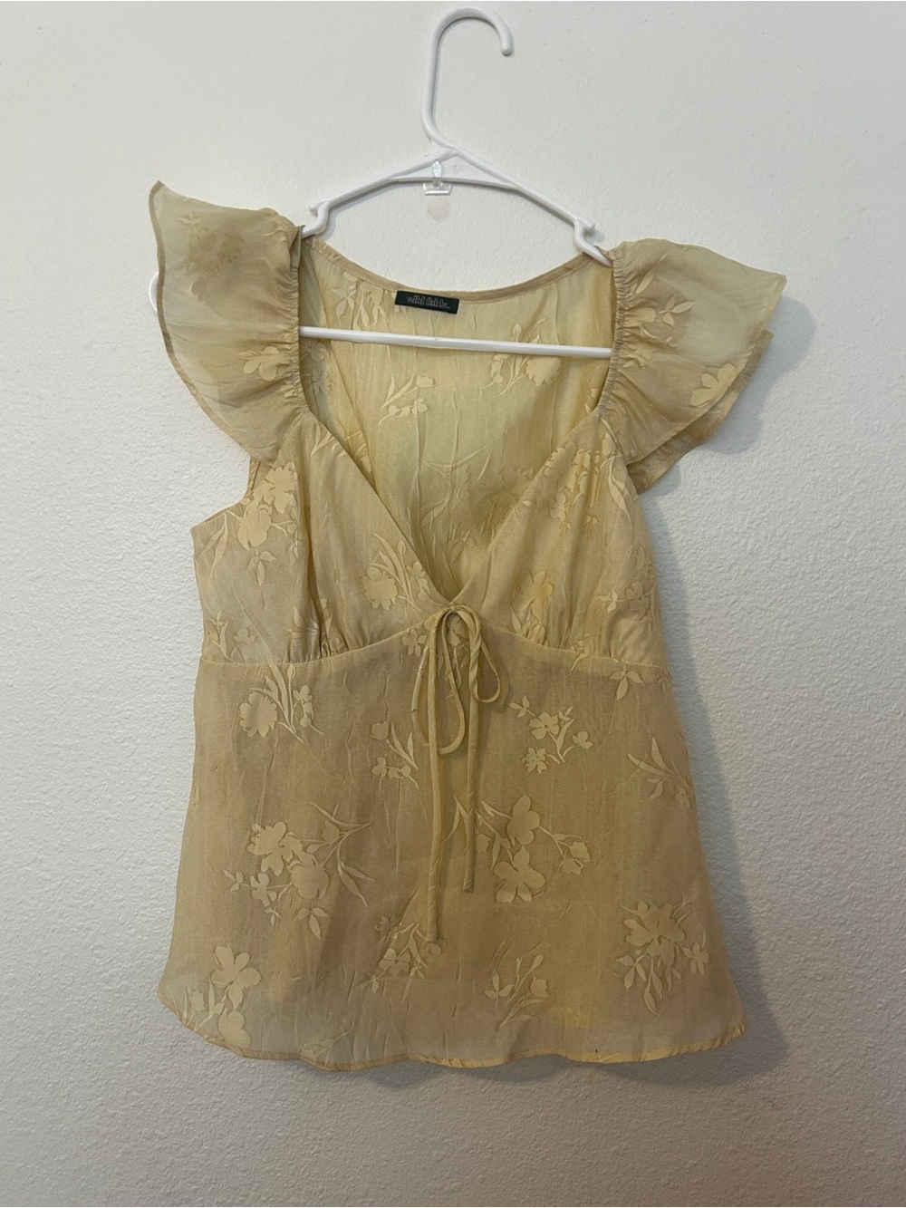 wild fable Sheer Floral Tie-Front Camisole in Pale Yellow